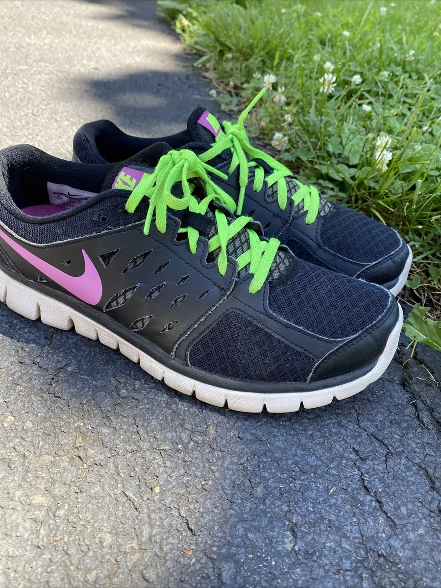 Nike Flex 2013 Women's Athletic Running Shoes 9.5 Black/Purple/Neon green | eBay