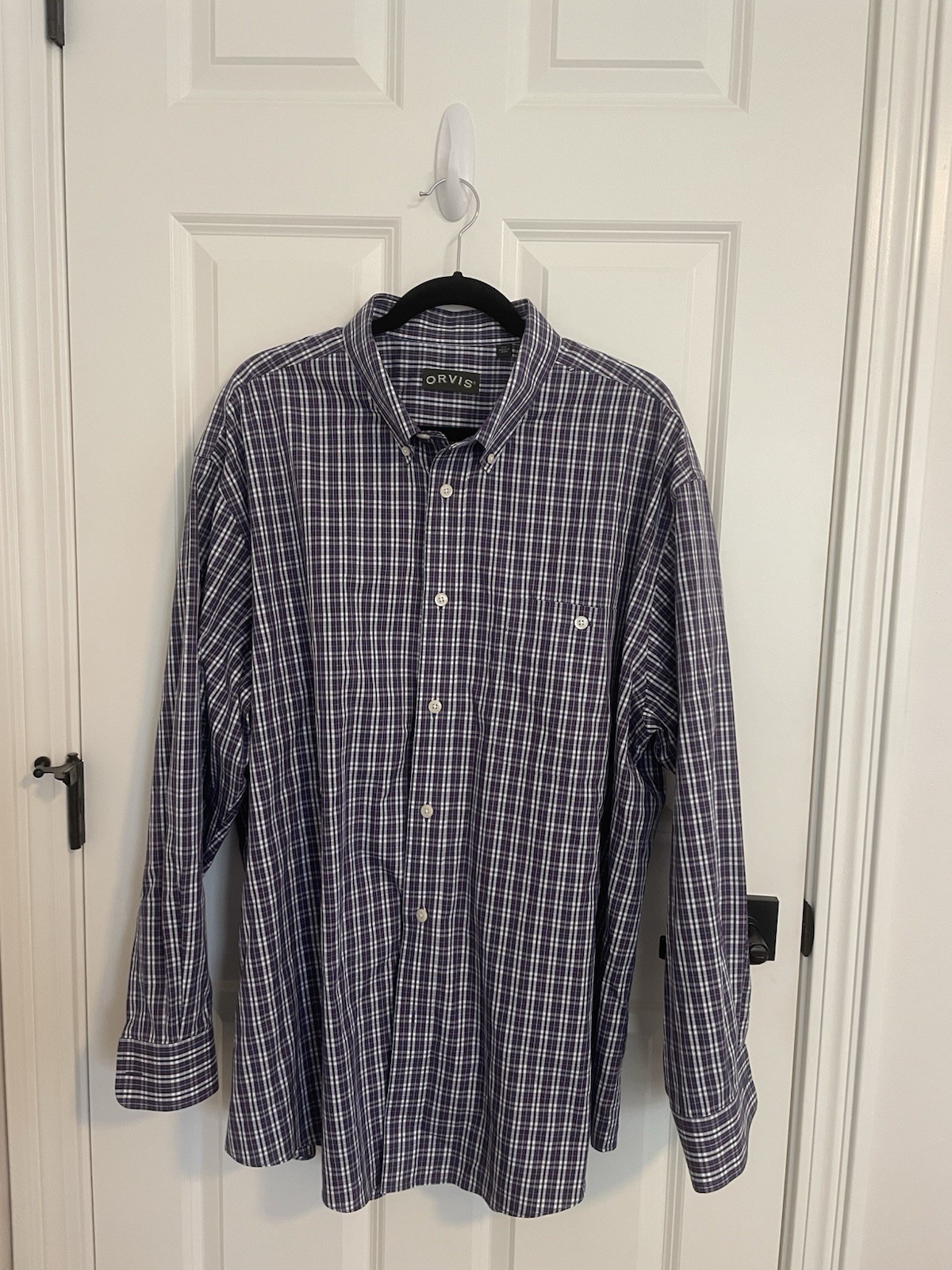 Orvis Button Up With Button Down Collar Navy Red … - image 1