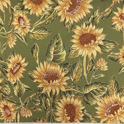 April Cornell Table Runner Sunflowers Fall Green Yellow 70'' x 13'' EUC