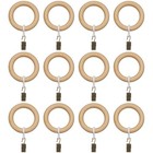 12 Pack Wooden Curtain Rings, 1.77" Curtain Rod Rings Wooden, Natural Wood