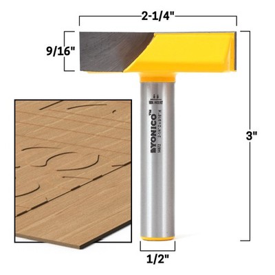2-1/4'' Diameter Bottom Cleaning Router Bit - 1/2'' Shank - Yonico 14872