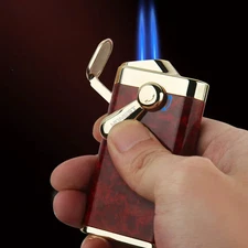 Metal Rocker 2 Jet Flame Inflatable Butane Gas Cigar Lighter Windproof Mens Gift