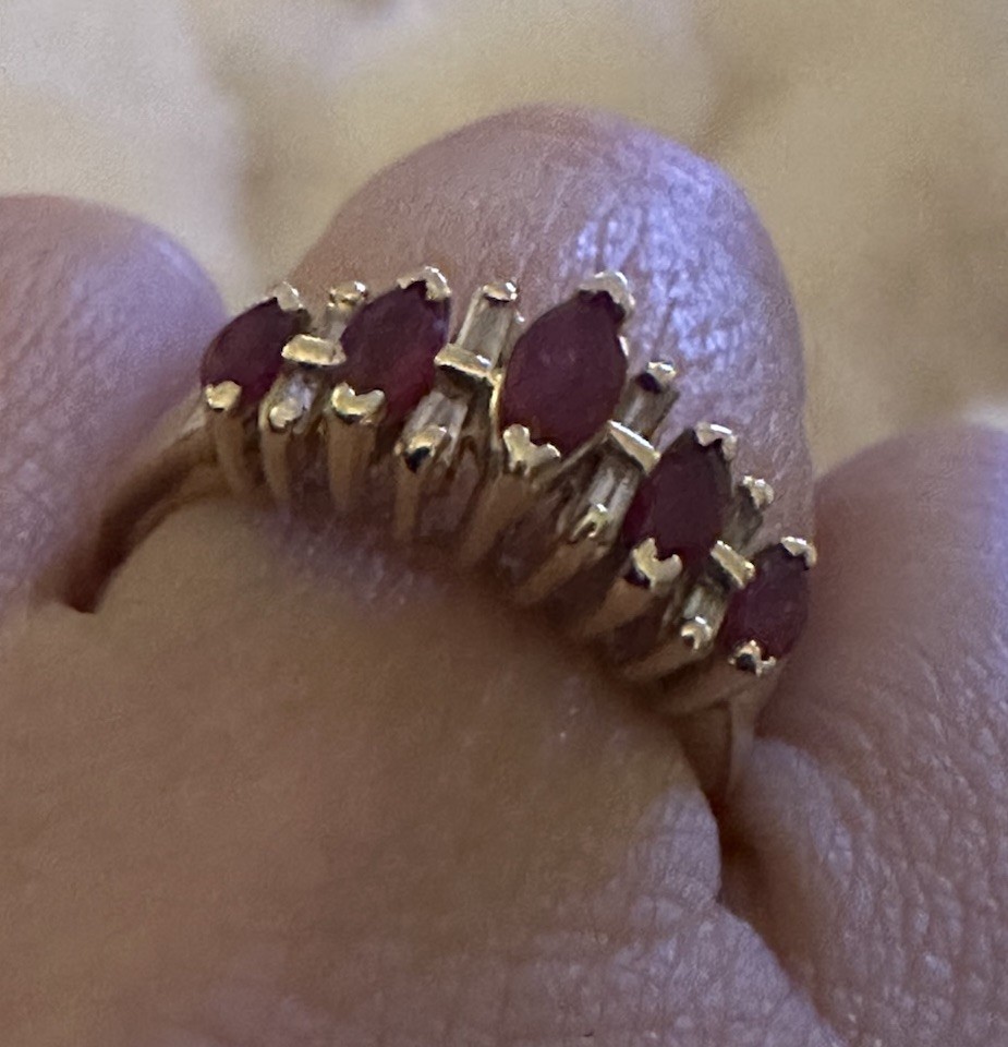 Ruby Ring In 14k Gold w/ Lab Created Ruby In Marq… - image 7