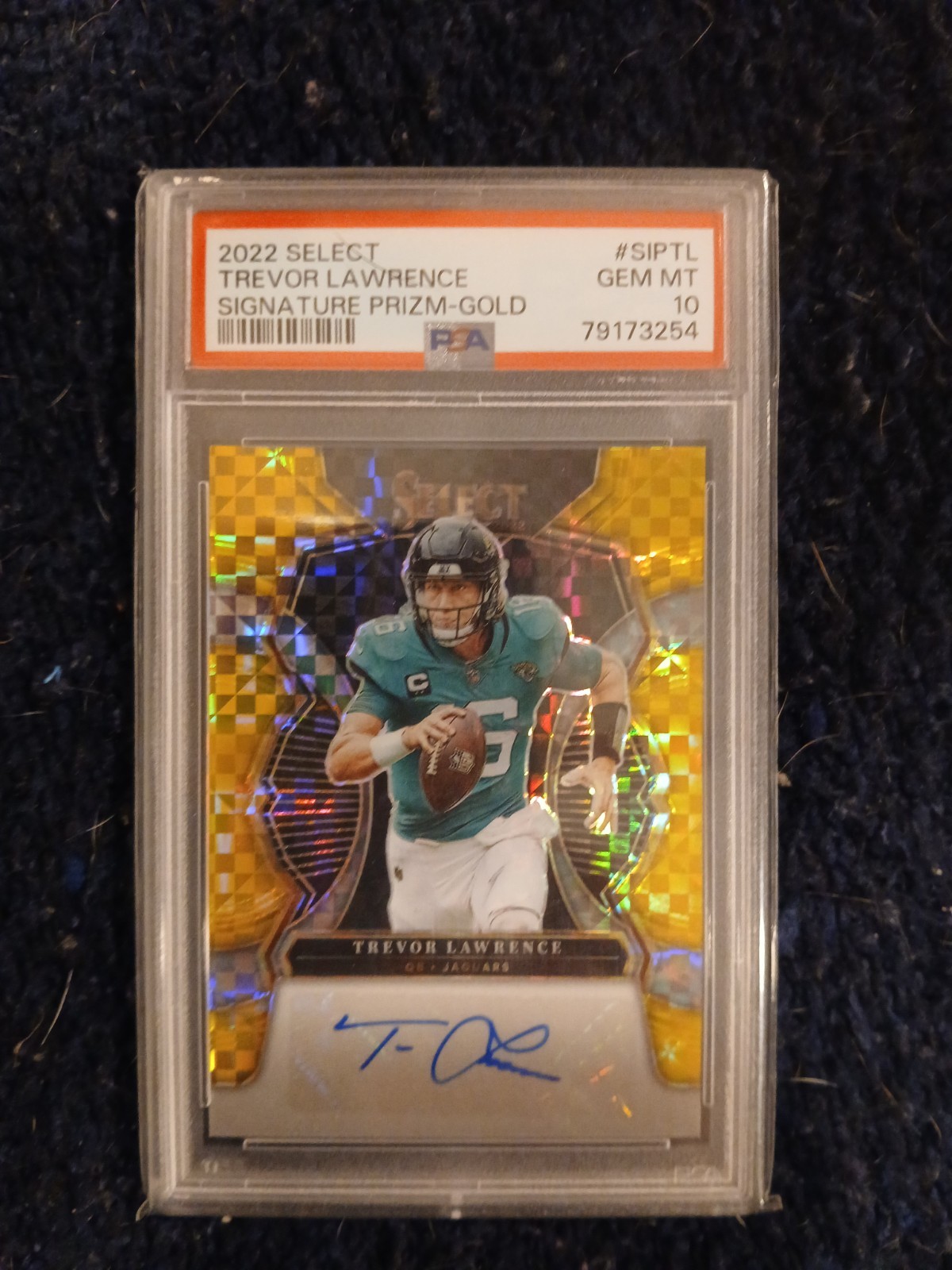 Trevor Lawrence 2022 Panini Select Sigs #SIP-22 Gold Prizm /10 (AU) PSA 10