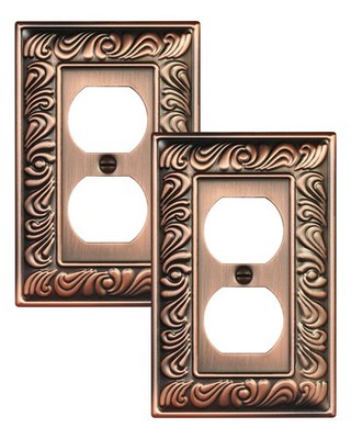 TREEWELL 2-Pack Duplex Outlet Cover Plate, 1 2PK, Antique Copper