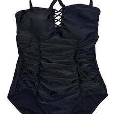 Slim Fix Lattice Front One Piece Swimsuit TORRID Sz 1 NWOT