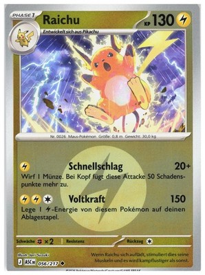 Raichu (Energy Symbol Pattern) 056/217 Ascended Heroes Pokemon Reverse Holo NM