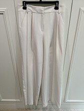 Milly Ivory Wide Leg Dress Pants Women's Size 12 Minimalist Designer USA Made