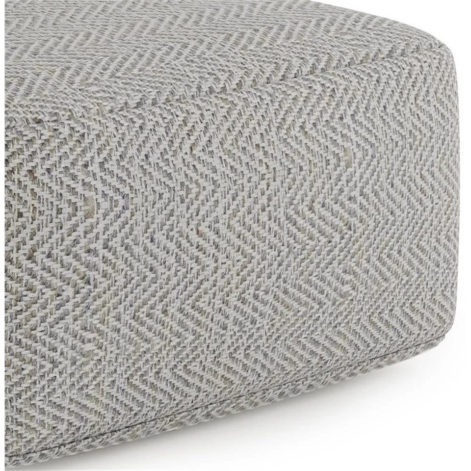 Simpli Home Nate Boho Square Pouf in Patterned Gray Melange Cotton - Image 4 of 4