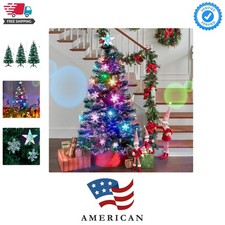 5 ft Pre-Lit Artificial Christmas Tree, Lighted Optical Fiber Xmas Trees with...