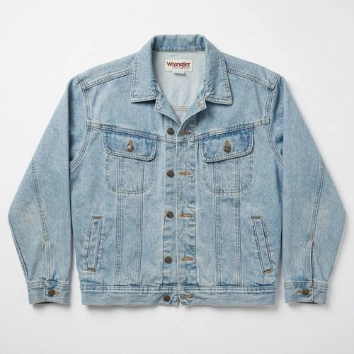 Wrangler Rugged Wear Denim Jacket Men's Size Medium Light Wash Blue Trucker 90s - product listing photo