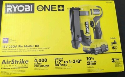 Ryobi PCL310K 18V Cordless Airstrike 23 GA Pin Nailer Kit w