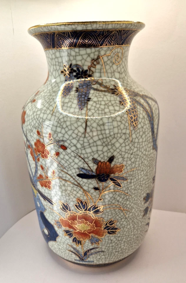 Oriental Crackle Glazed, Large 32 cm, Hand Painted Vase - Image 2 of 4