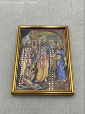 Multicolor Hindu Deity Lord Rama Darbar Family Wall Art Photo Framed