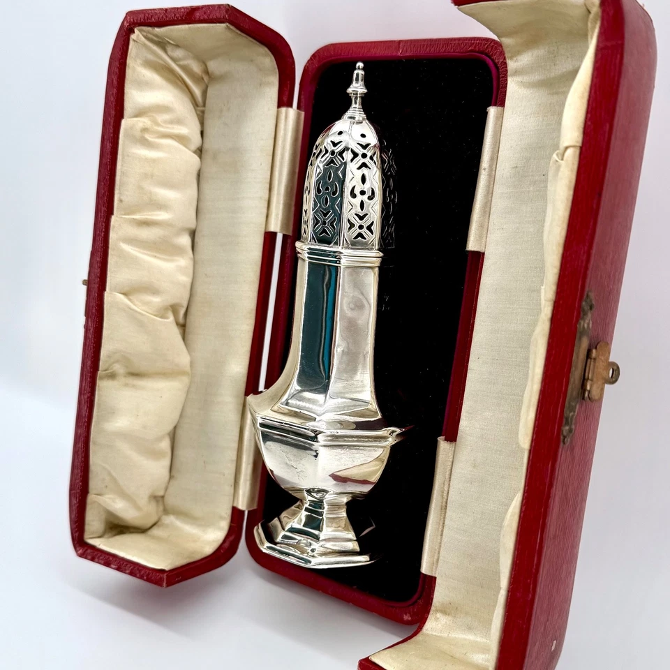 Antigua rueda de azúcar de plata esterlina - Sheffield 1901 Martin Hall & Co. - en caja Foto 2 de 4