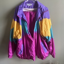 Vintage 80s Plus Size Women  s Tracksuit Jacket Pants Set Size 26 Color Block