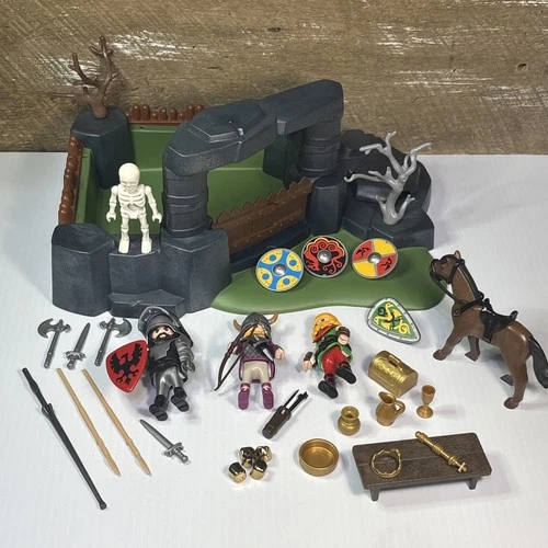 RETIRED Vintage Playmobil 3137 Vikings & Knights Attack Ambush Set Incomplete