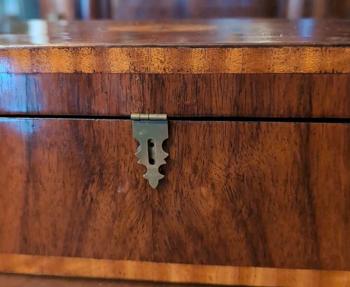Antique Inlaid Work Box Satinwood & Mahogany Sewing Valuables - Picture 8 of 18
