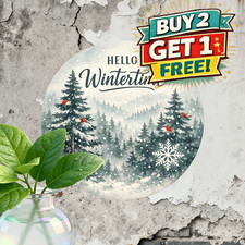 Snowflake Tree Round Sign Winter Holiday Home Metal Wall Decor