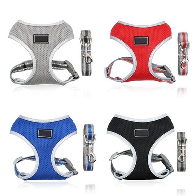 Dog Harness No-Pull with Leash Metal D-Ring Reflective Pet Mesh Vest No-Choke