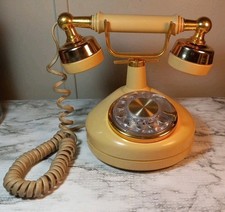 Vtg Western Electric French Princess Style Cream Gold Rotary Telephone UNTESTED