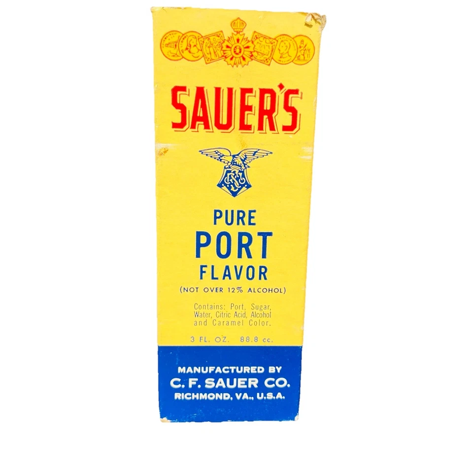 Vintage Sauer’s Pure Port Flavor Extract Bottle & Box 3oz Richmond VA - Image 3 of 4