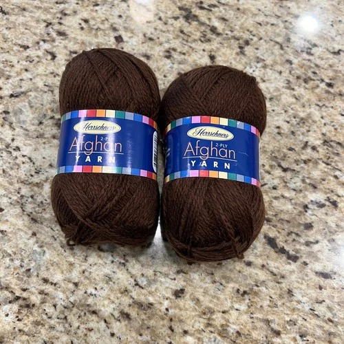 Herrschners 2-Ply Afghan Yarn 2 Skeins Earth Brown 0066 Acrylic Fine 2 Weight - product listing photo