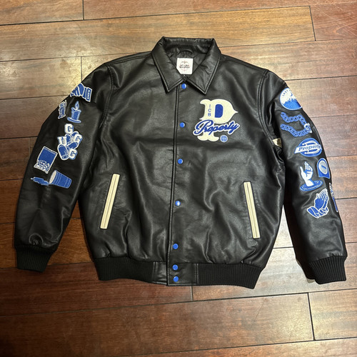Lil Bink Generational Curse Leather Jacket L Varsity Jacket With Patches - Picture 1 of 11
