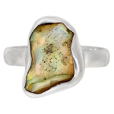 Natural Ethiopian Opal Rough 925 Sterling Silver Ring s.7 Jewelry R-1001