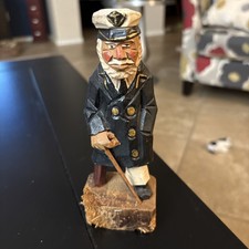 Wood Carved Peg Leg Sea Captain Figurine