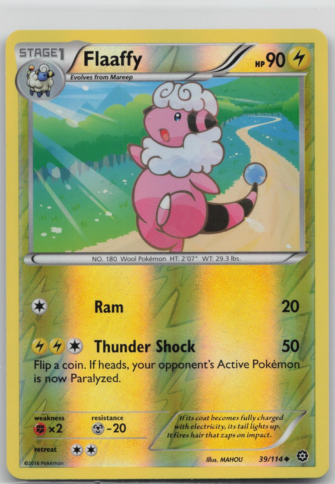 Flaaffy Uncommon Lightning XY - Steam Siege 39/114 LP 2016 MAHOU Reverse Holo
