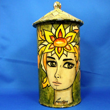 signed "Abelardo Ruiz Mexico " and "henrique" vintage paper mache art tin box