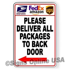 Deliver Packages Back Door Arrow Left Sign Or Decal side delivery I271
