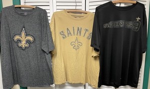 3 New Orleans Saints sz 2XL shirts,TX3Cool Brees 9,Majestic,Vtg Team Apparel