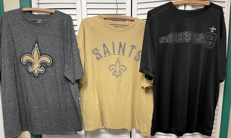 3 New Orleans Saints sz 2XL shirts,TX3Cool Brees 9,Majestic,Vtg Team Apparel