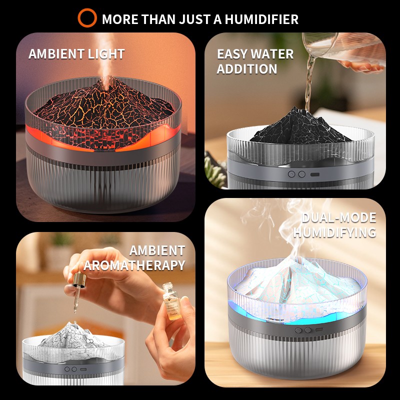2L Fireplace Flame LED Essential Oil Diffuser Aroma Aromatherapy Air Humidifier#
