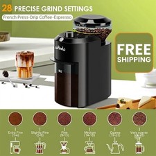 Electric Burr Coffee Grinder Adjustable Conical Bean Mill 28 Grind Settings 220V