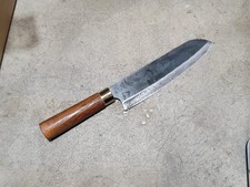 Crude - 7 Inch Japanese Santoku Chef Knife, Carbon Steel, Forged !
