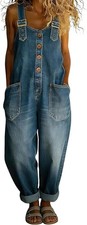 chouyatou Women's Y2K Denim Bib Overall Wide Leg Vintage
