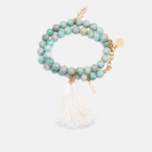 Bracelet Dior perles de jaspe jardin ton or double enveloppe
