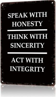 Vintage Tin Metal Signs Home Décor Honesty, Sincerity, Integrity Text Funny Post