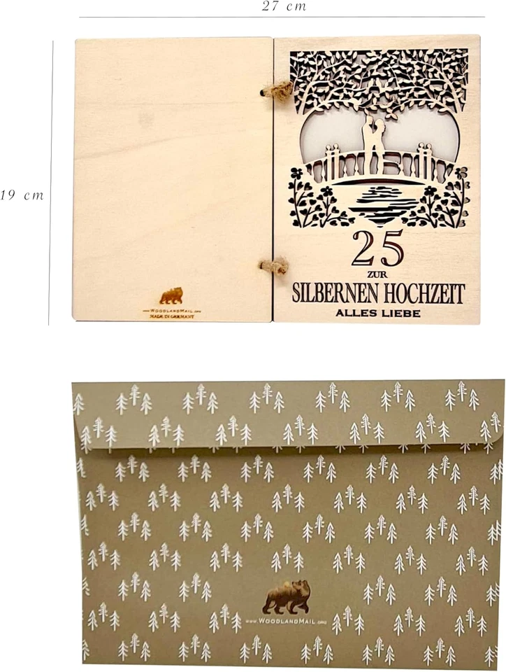 Amore Eterno: Biglietto Di Anniversario in Legno per Matrimonio D'Argento per 25 - Immagine 3 di 4
