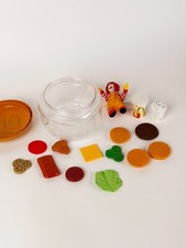 Vintage 2003 McDonald's Toy Play Food in Hamburger Container with 14 Pieces