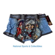 Ed Hardy Trunk Boxer Underwear Pirate Tattoo Print Mens Small