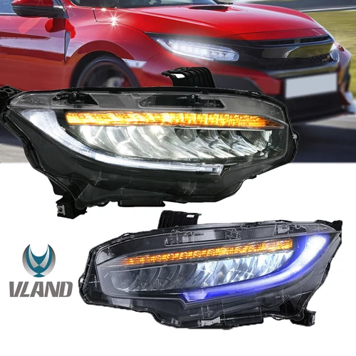 VLAND BLUE DRL&LED Headlights For 2016-2021 Honda Civic w/Sequential Turn Signal - Bild 1 von 13