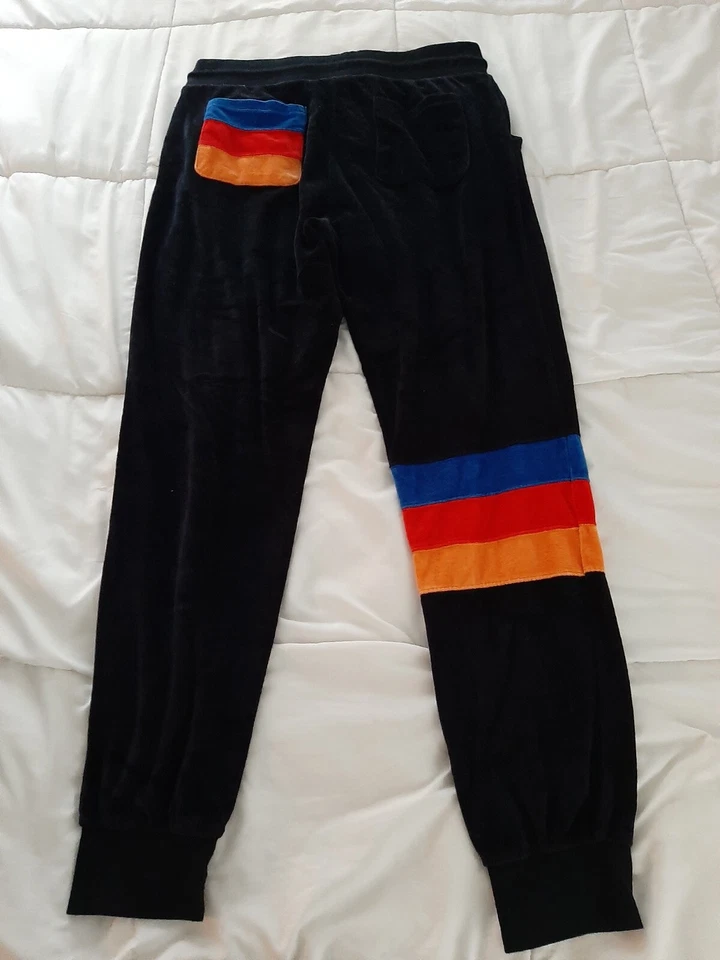 C&C California Black Striped Velour Drawstring Joggers Pants Size large - Image 2 of 4