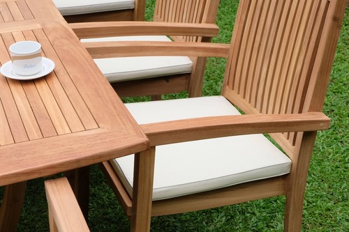 Garden Furniture Teak Wooden 8 Seat Dining Sets Belgrave Burnham Stacking Chairs - Picture 11 of 12