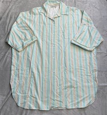 Vermont Country Store Nightshirt Sleep Shirt 2X Flannel Blue Stripe USA Vintage