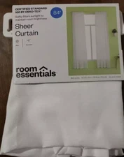 Room Essentials Rod Pocket White Crinkle Sheer Curtain One Panel 40in x 84in