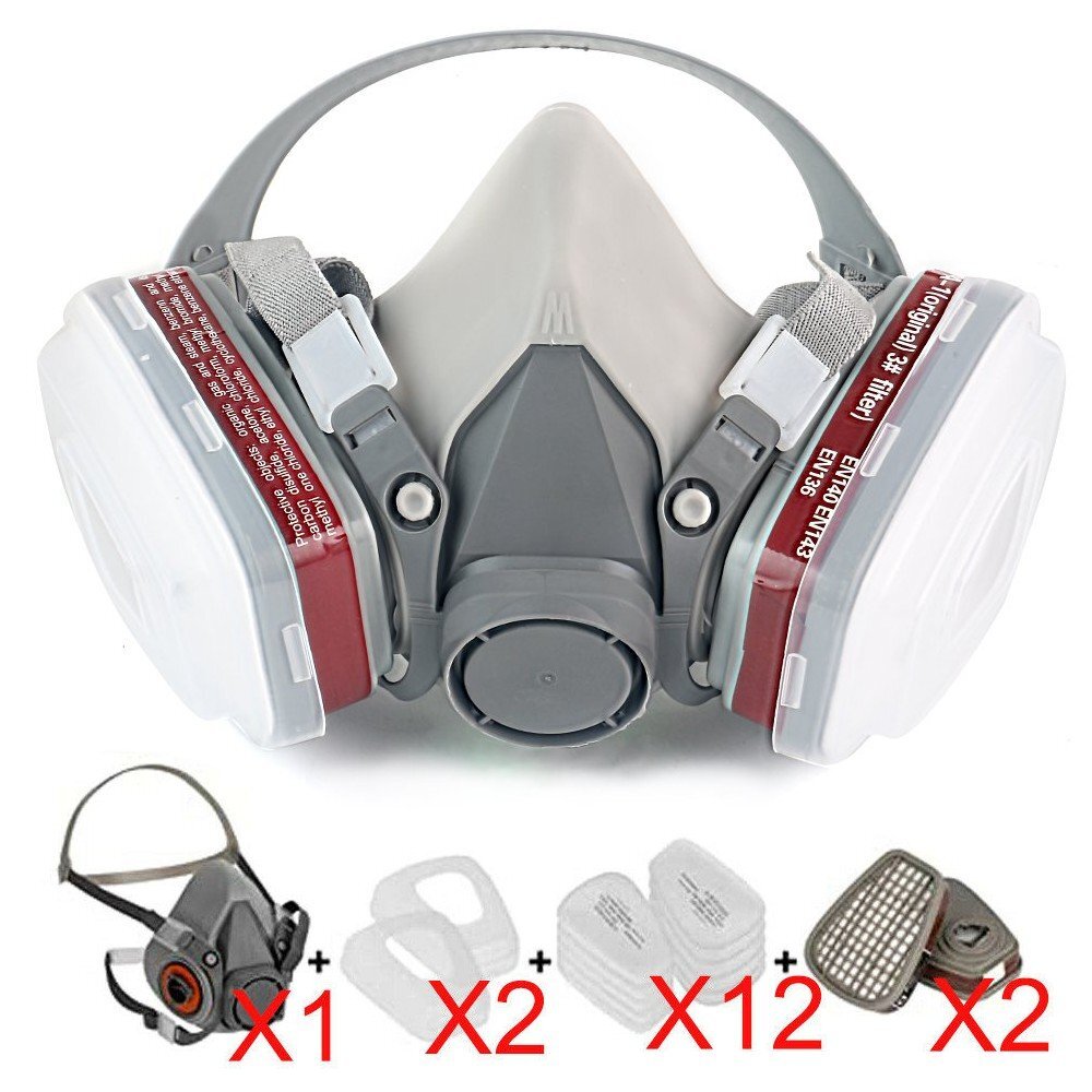 17 In1 Half Face Gas Mask Facepiece Spray Painting Respirator Safety Suit F 6200